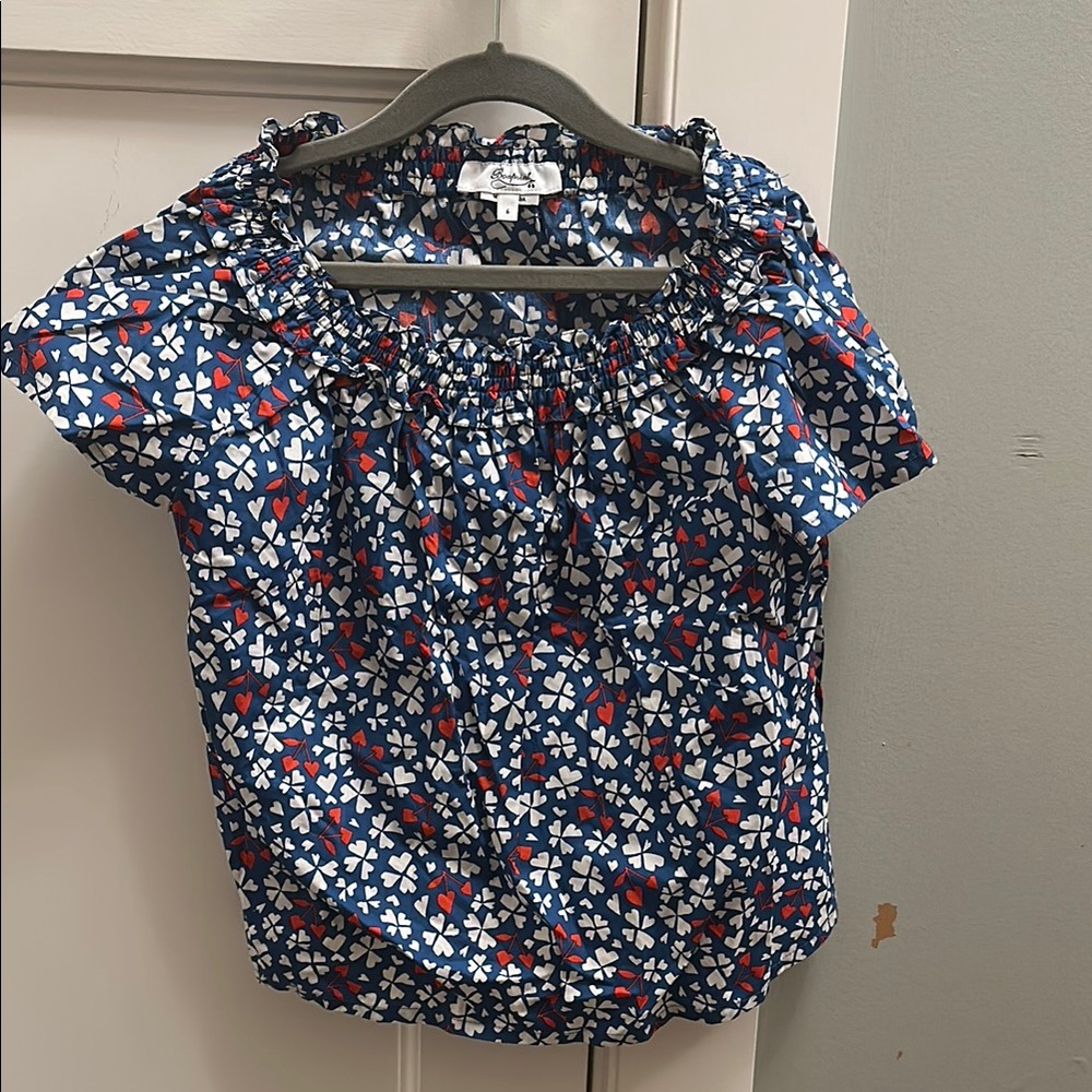 Bonpoint Blue and Red Floral Blouse